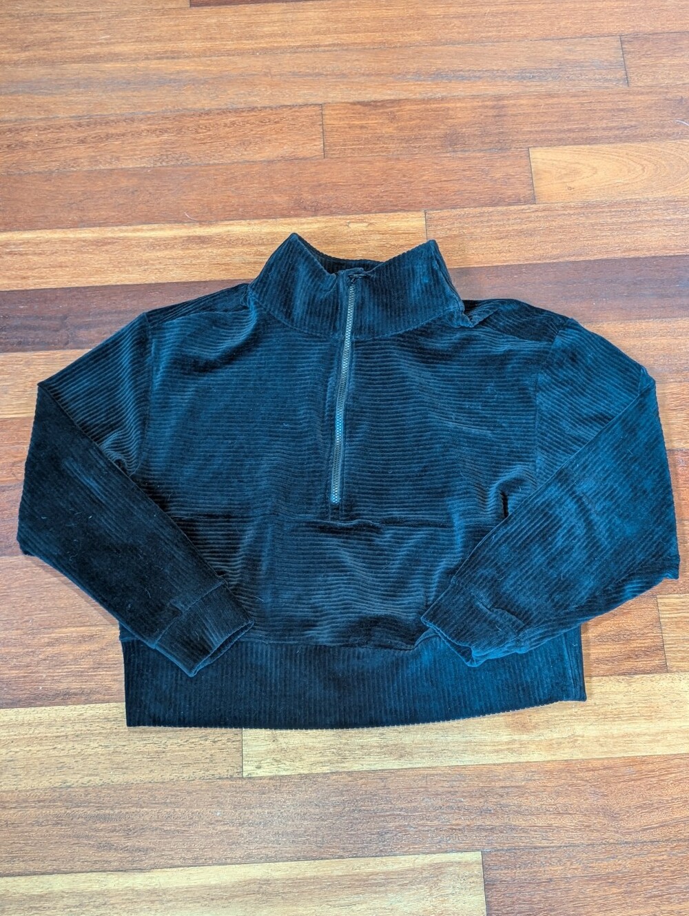 Prana Womens Black Corduroy Quarter-Zip Pullover